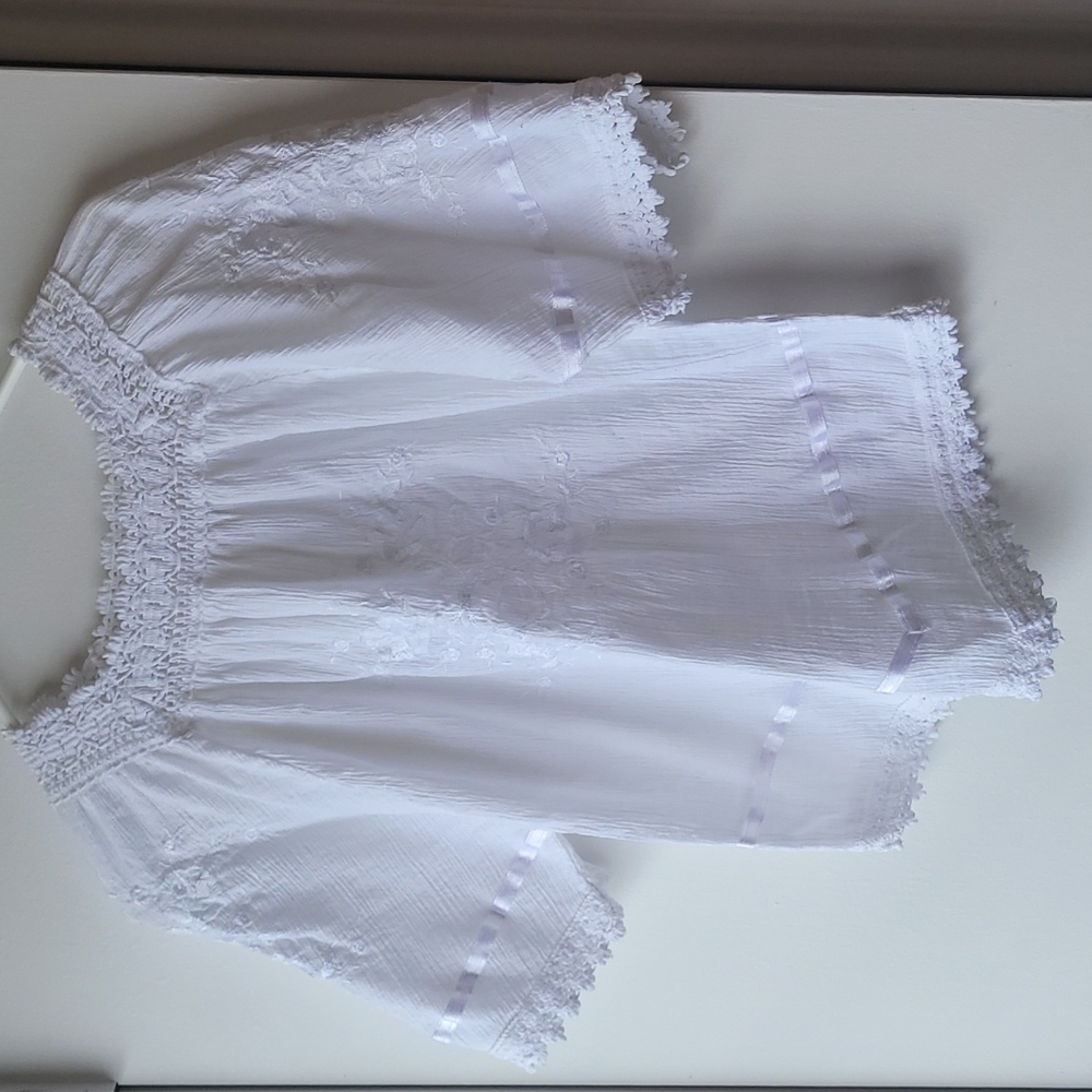 Boho Chic White Lace and Embroidered Top From Greece